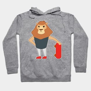 Lion as Skater with Skateboard Hoodie